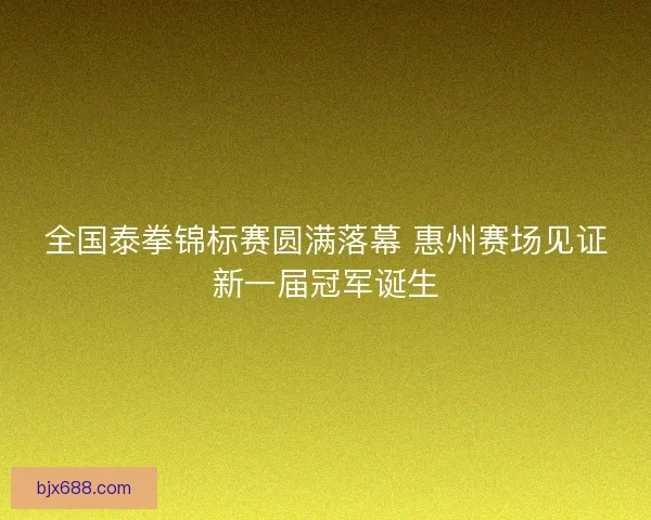 全国泰拳锦标赛圆满落幕 惠州赛场见证新一届冠军诞生